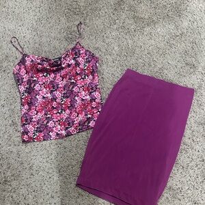 Express Purple Pencil Skirt and top